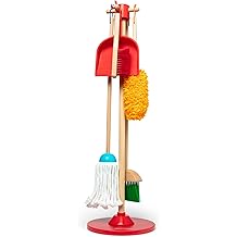 Melissa &amp; Doug Dust Sweep Mop 6-Piece Pretend Play Set, Toddler Toy Cleaning, Pretend Play Home Cleaning, Kids Broom and Mop Set for Ages 3+
