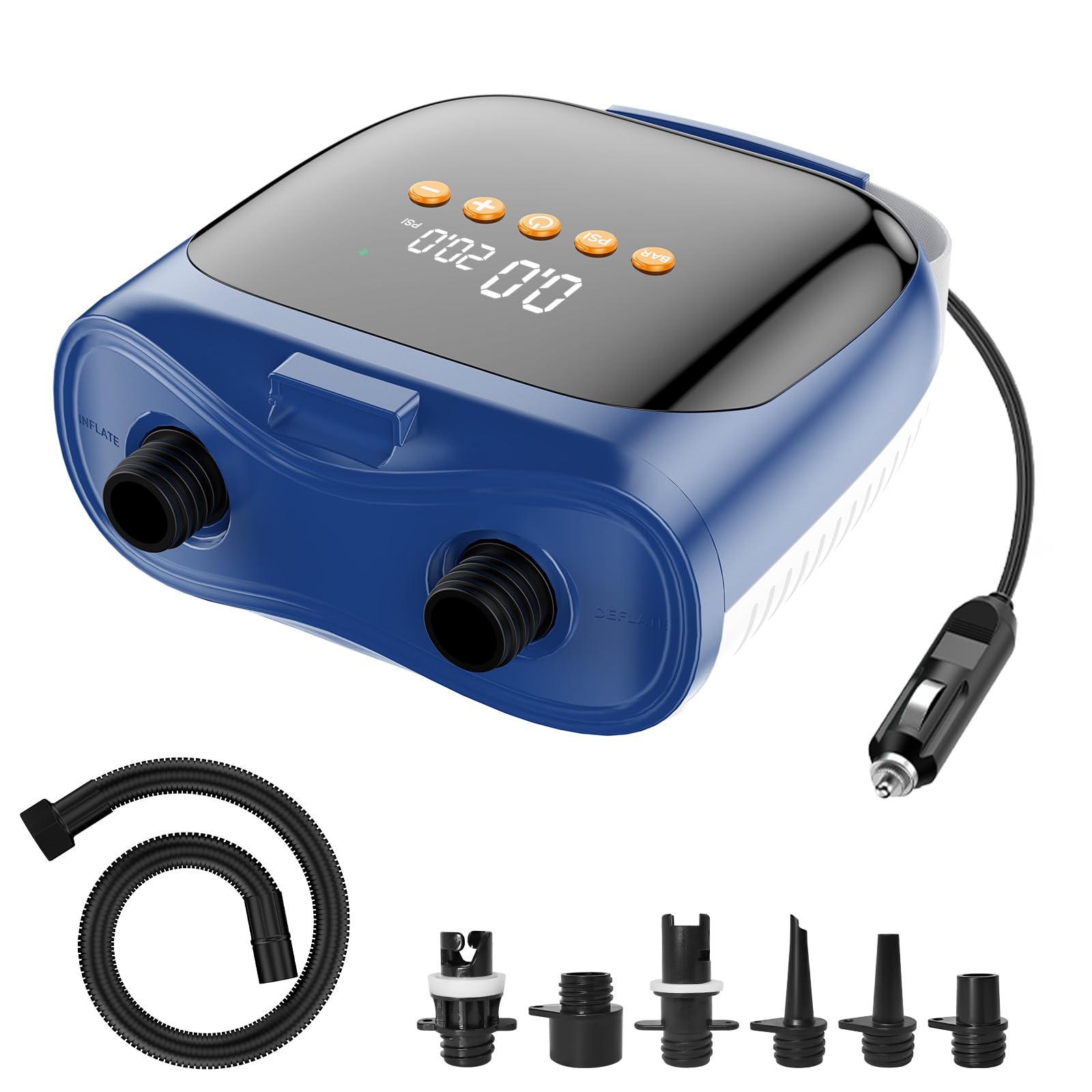 20PSI High Pressure Electric Paddle Board Pump, Portable 12V DC SUP Air Pump Inflate & Deflate for Stand Up Paddle Boards, Kayak, Tent