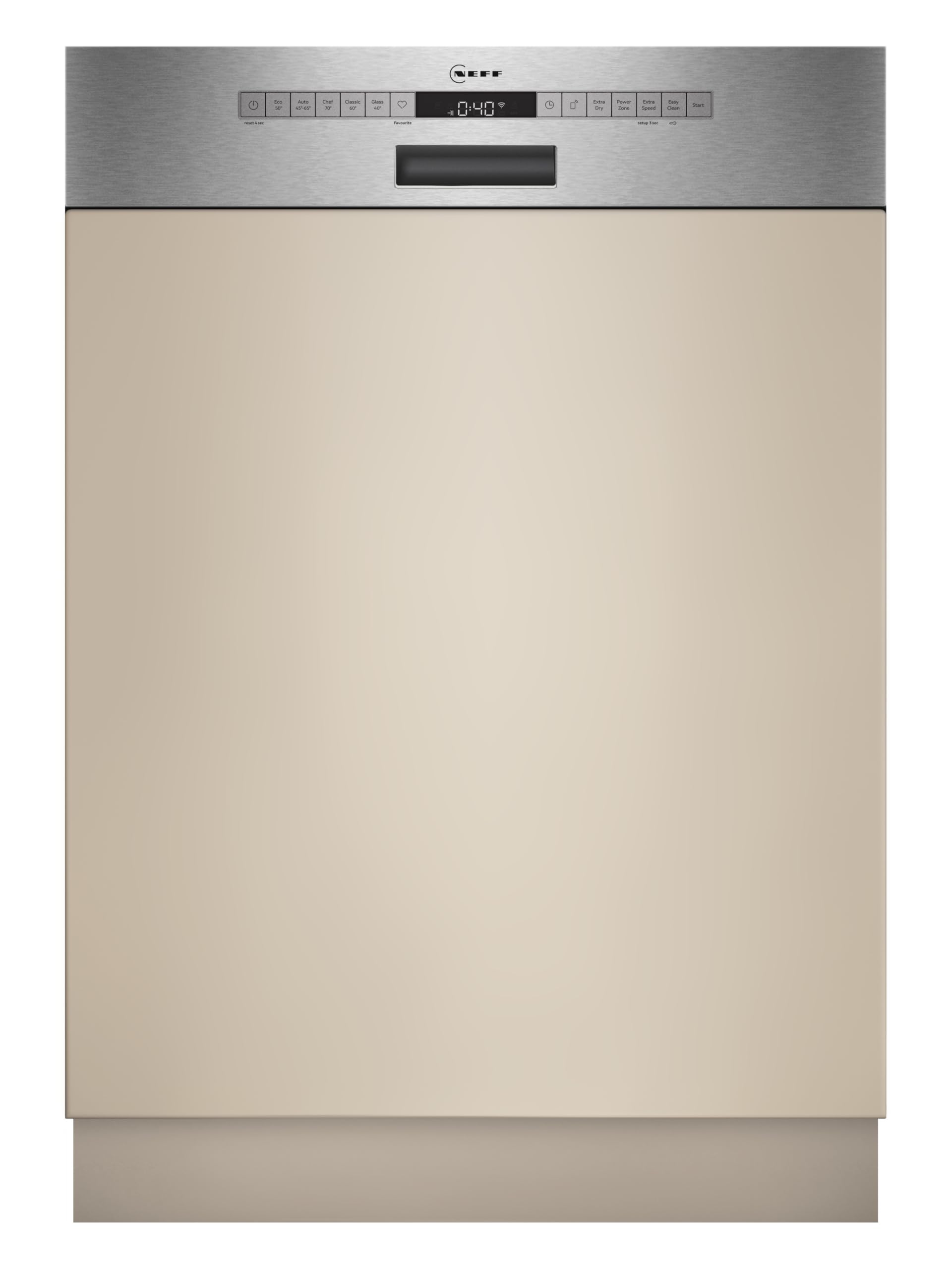 NEFF N 50 Smarter Teilintegrierter Geschirrspüler 60 cm S145HTS06E | Flex I Korbsystem für eine praktische Beladung, Chef 70 °C gegen hartnäckige Reste, Programme Download, Aqua Stop Schutz