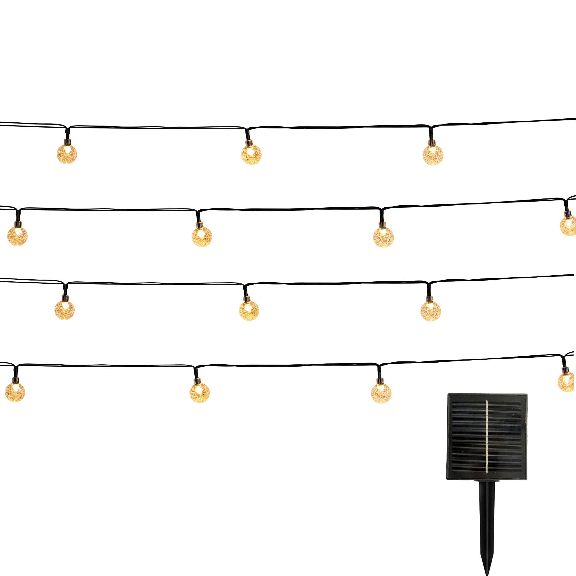 Guirlande lumineuse solaire 120 globes scintillants LED blanc chaud FESTY WHITE 14m