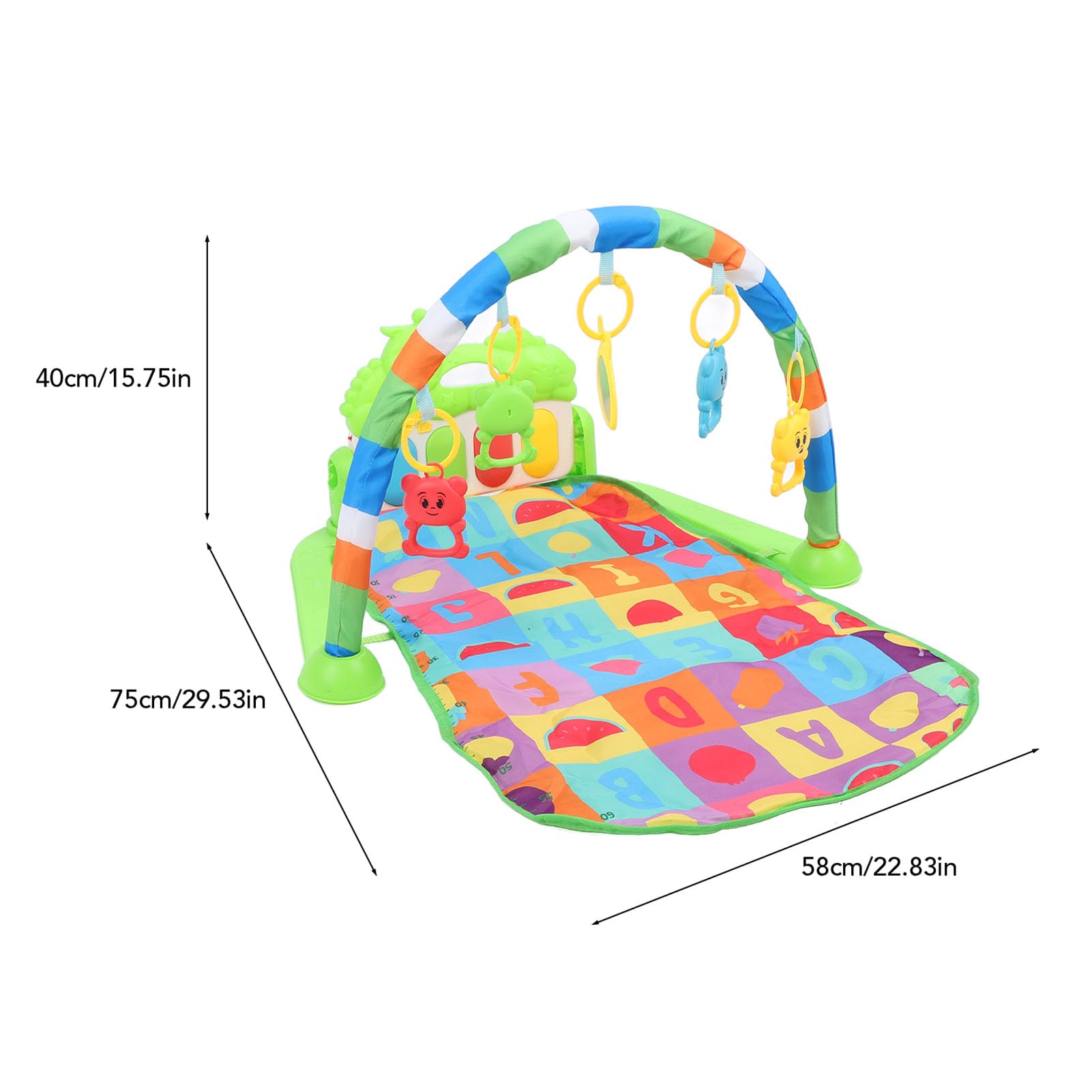Baby Play Mat Gym Kick Piano Centrum aktywności z muzyką miękki materiał dla noworodka niemowlęcego maluchek 0 do 36 miesięcy Składany projekt obejmuje 5 odpinanych grzechotek i