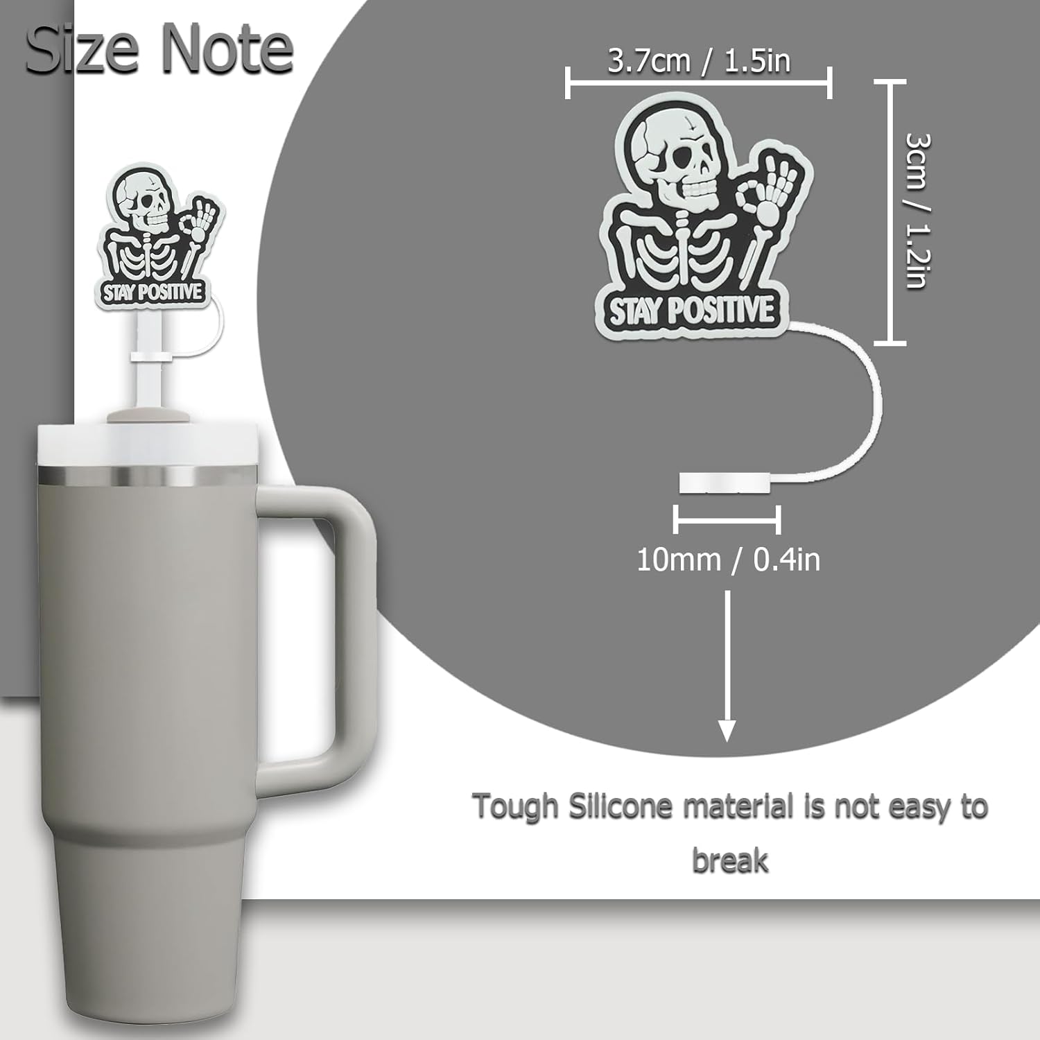 6Pcs Straw Cover for Stanley Cup, Stanley Cup Accessories, 10mm Reusable Silicone Straw Topper (Skull set) - Image 2