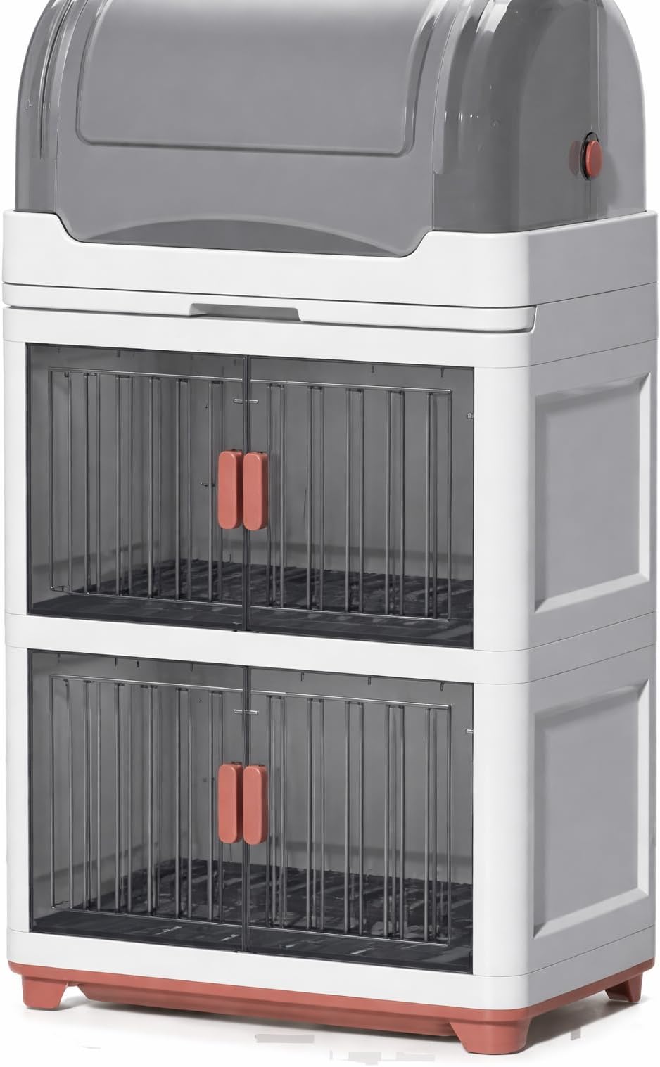 Tier Drain Dish Rack With Cover, Large Capacity Multi-function Drying Rack With Removable Drain Board, For Plates, Cutlery, Cups, Dishes (Red, Triple Layer)