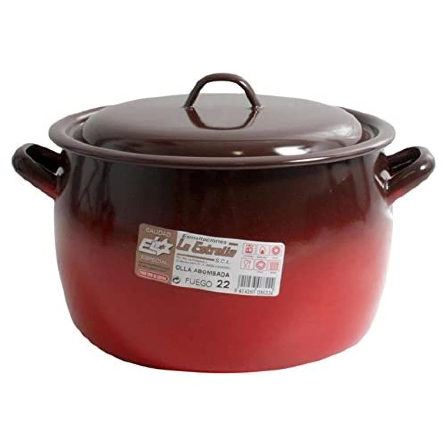 Esmaltaciones La Stella Fuoco-Pentola bombata con Coperchio, 22 cm, 6,4 L