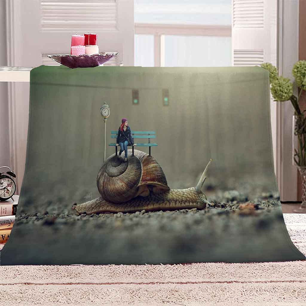 Couverture impression 3D escargot cadeau original flanelle douce