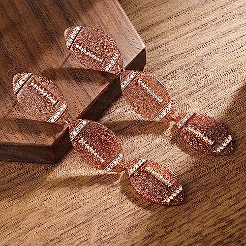 Madison Tyler Acrylic Rhinestones Studded Rugby Earrings | Football Trio Dangle Earrings For Fans thumb #4