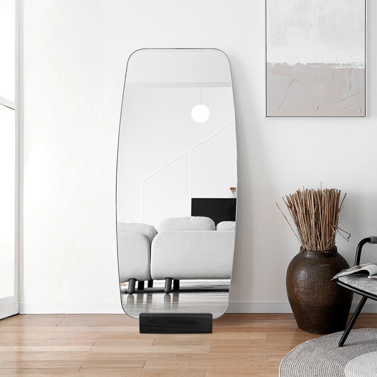 DOITOOL Cadre de Support de Base de Miroir de Sol de Luxe léger en Bois Massif Support Miroir en Bois présentoirs croisillons mirroir Porte- Base de antidérapante Corps saisir