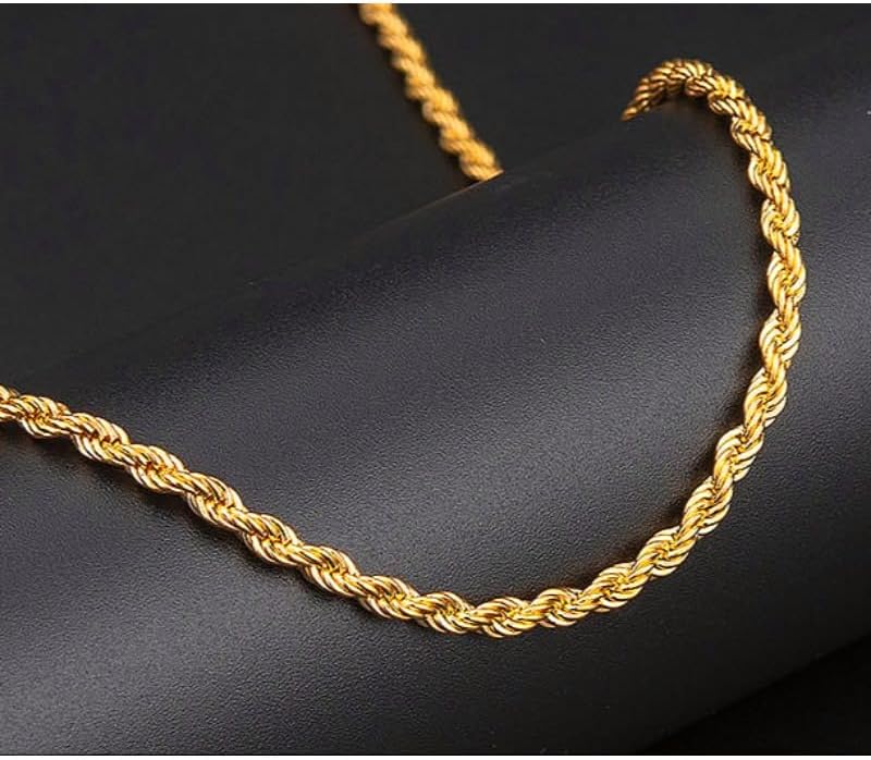 14K Solid Yellow Gold Twisted Rope Chain Necklace for Men & Women – 2mm Thickness, Available in 18Lengths (2mm, 18inch) - Image 6