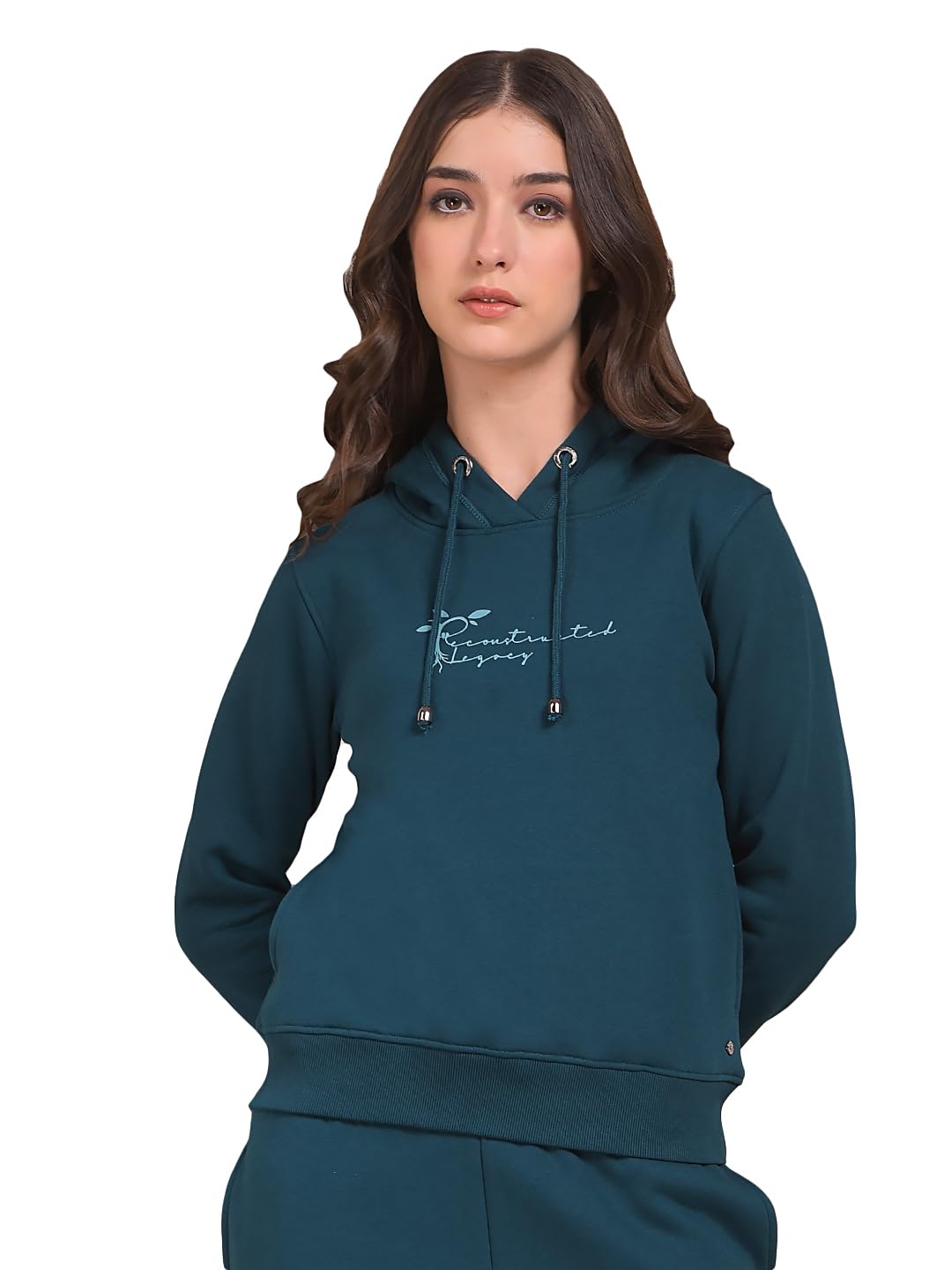 crimsoune club Women's Green Graphic Print Hooded Neck Sweatshirt-picture-12