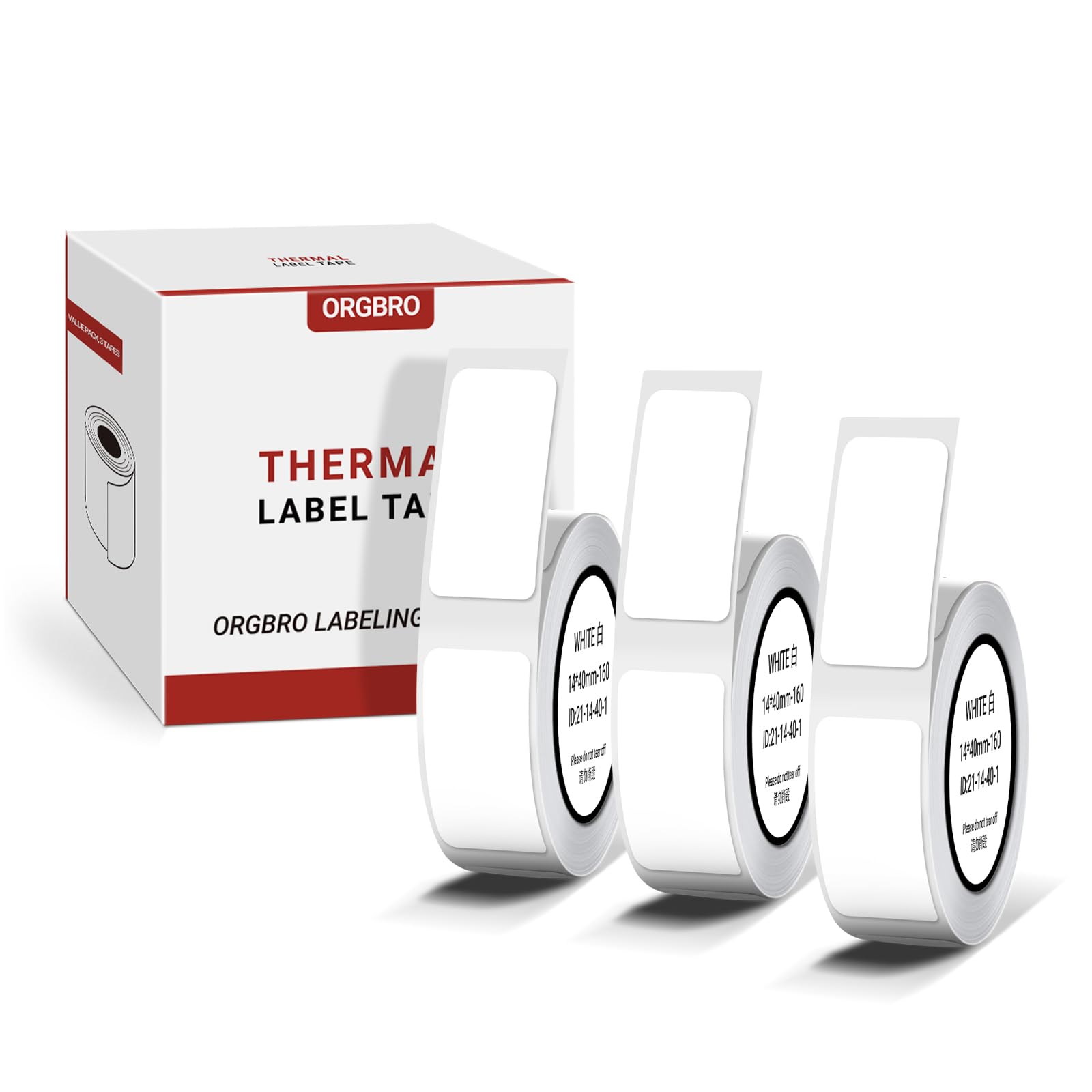 X1 Label Maker Tape, Genuine Thermal Label Print Paper 0.47"×1.57"(12×40mm), Standard Laminated Office Labeling Tape Replacement, 160 Tapes/Roll, 3-Roll, White
