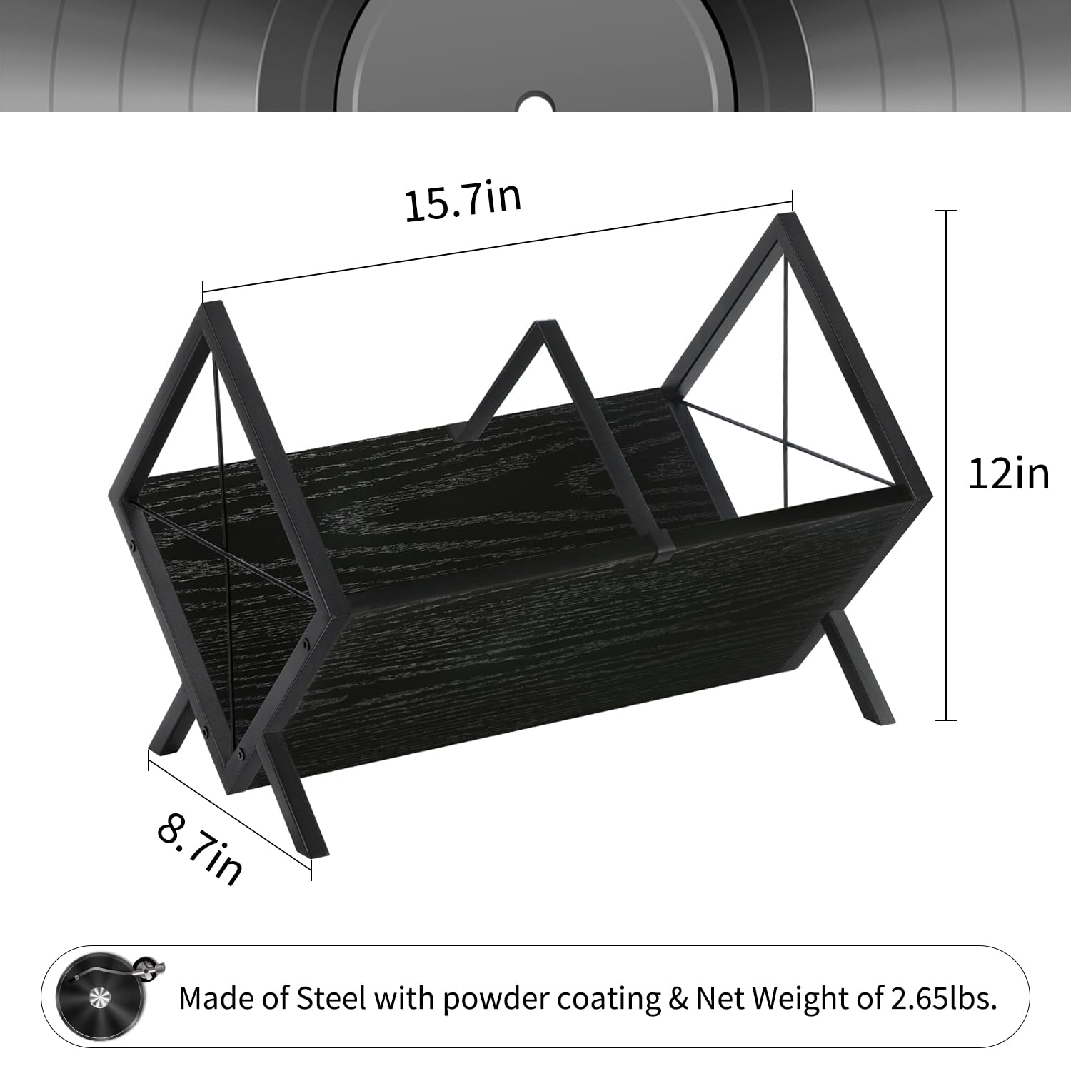 YINMIT Soporte para discos de vinilo, estante de almacenamiento de 80-100 LP, organizador de exhibición de discos de estilo retro para discos de vinilo, álbumes, revistas, libros y archivos, fácil
