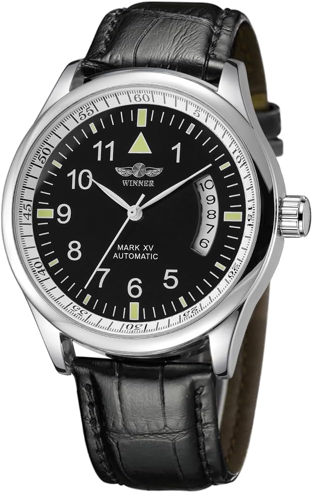 Fanmis Automatic Movement Analogue Sports Day Date Leather Strap Self Winding Men's Watch