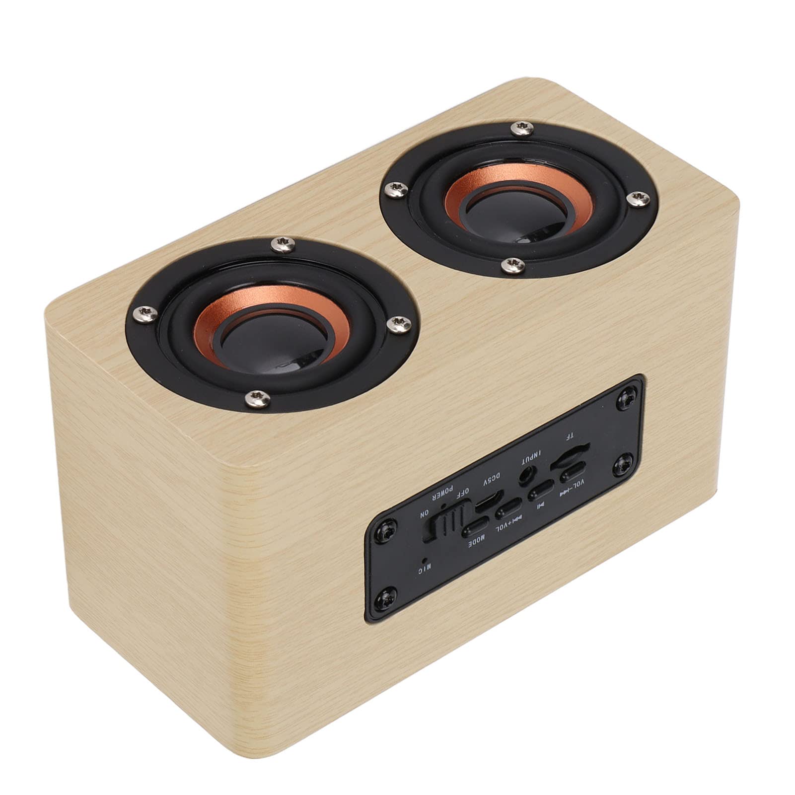 Alomejor Wooden Bluetooth Speaker with Retro Design (Bamboo wood grain | Portatile, doppi driver da 52 mm, connessione AUX da 3,5 mm, tempo di riproduzione lungo, supporta la ricarica micro USB