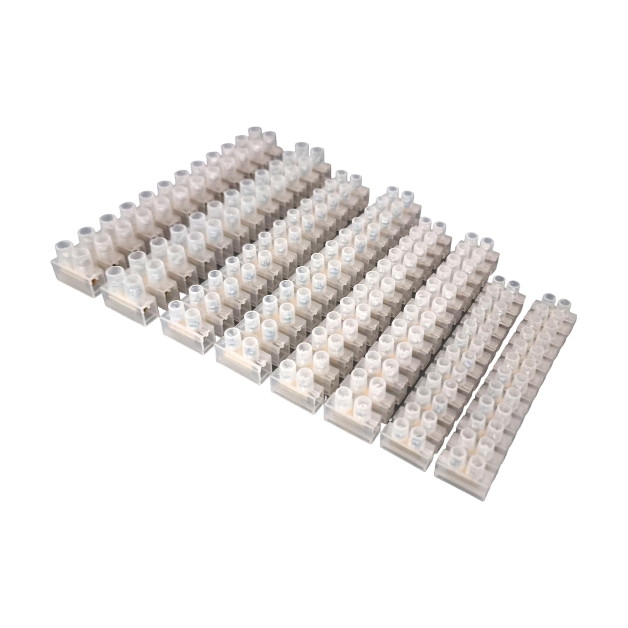 Pack of 8 Electrical Connector Blocks 3A, 5A, 10A & 15A - 12 Way White Terminal Block Electrical Connector Strips