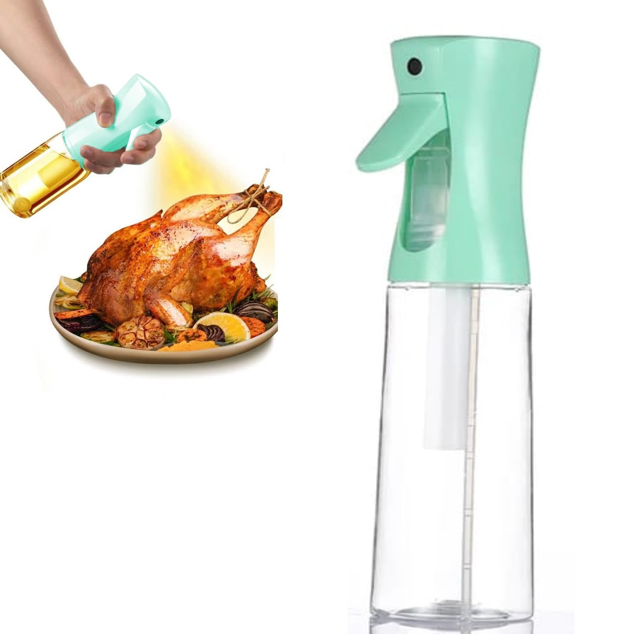 ActivoTex Oil Sprayer 300ml Olive Oil Spray Bottle Oil Dispenser Oil Sprayer Mister Kitchen Gadgets Accessories for Salad Baking Vinegar Grilling (Olive Green)