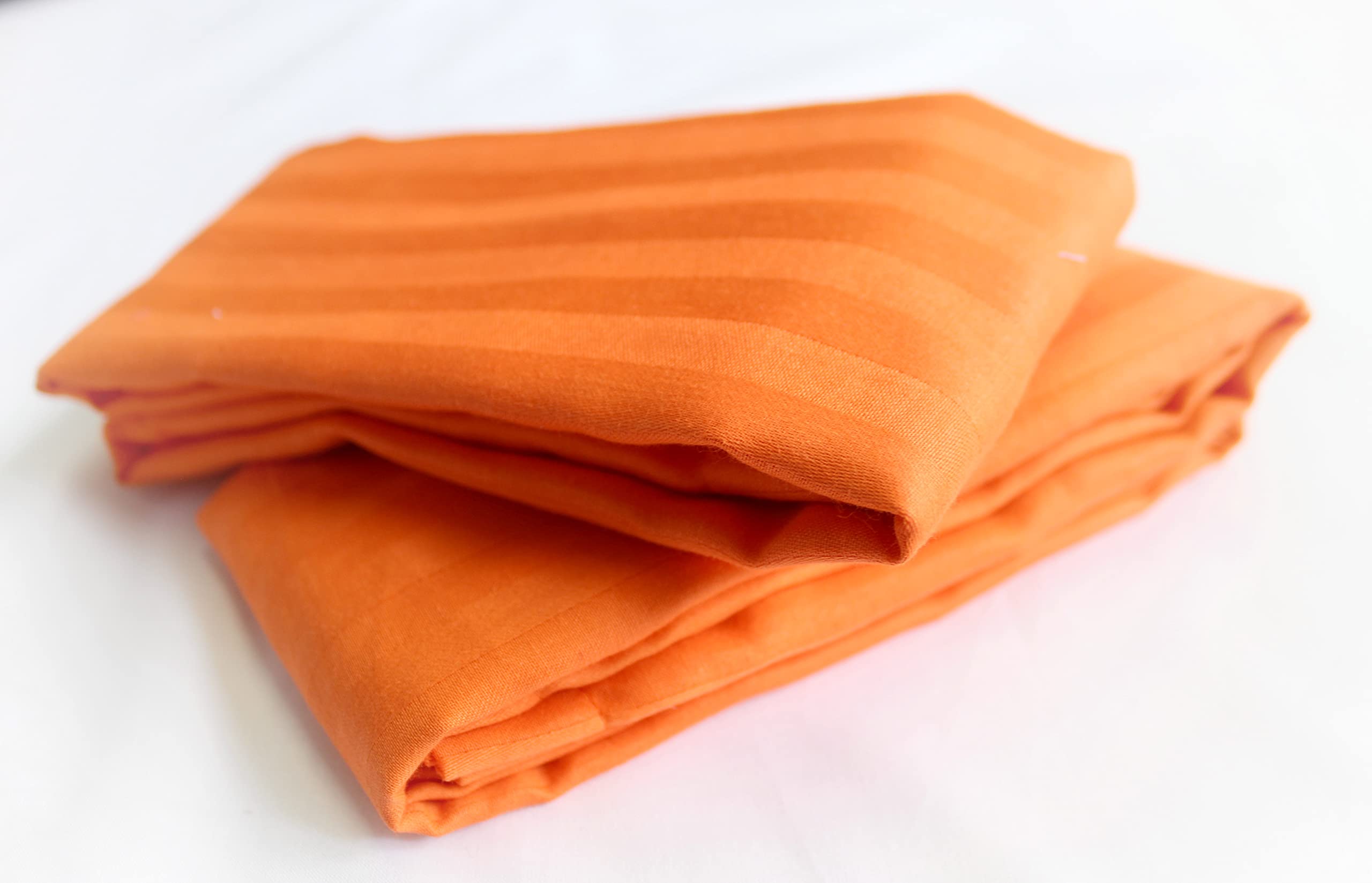 Trance Home Linen 200 TC 100% Cotton Standard Size 18x28 inch Satin Stripe Pillow Covers | Pillow Cases | Set of 2 Piece Pillow Covers only |Standard Size (Orange, 18 X 28 inch) 1
