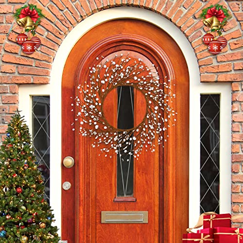 Hamore Valentine's Day Wreath White Berry Wreath Berry Vine Winter Wreaths Artificial Valentine's Day Wreaths For Front Door Home Indoor Outdoor Farmhouse Wall Window Valentine's Day Holiday Decor #TOP2