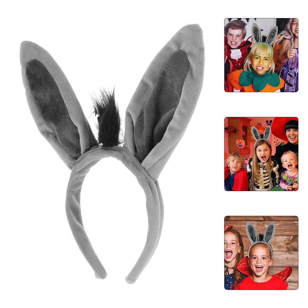 SUPVOX Fascia Capelli Asino Grigia Set 3 Pezzi Accessori Costume Divertenti Per Carnevale Halloween Cosplay Bambini Adulti