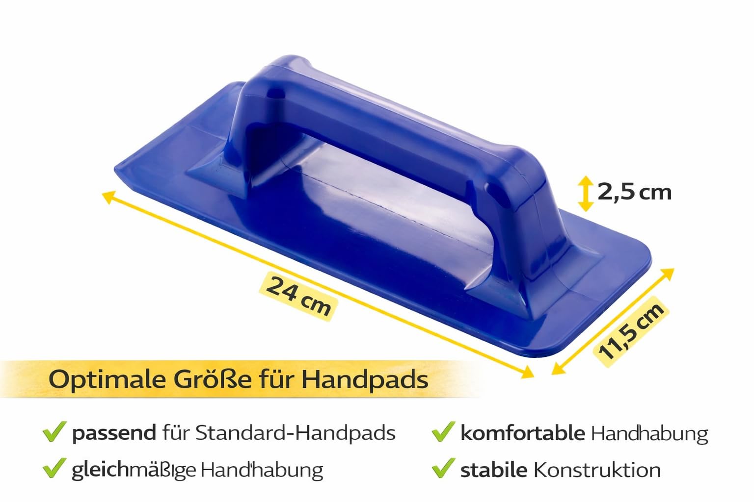 Handpadhalter 24 cm Blau für Reinigungspads – Handhalter für manuelle Boden- und Oberflächenreinigung, ergonomisch und robust, kompatibel mit gängigen Handpads