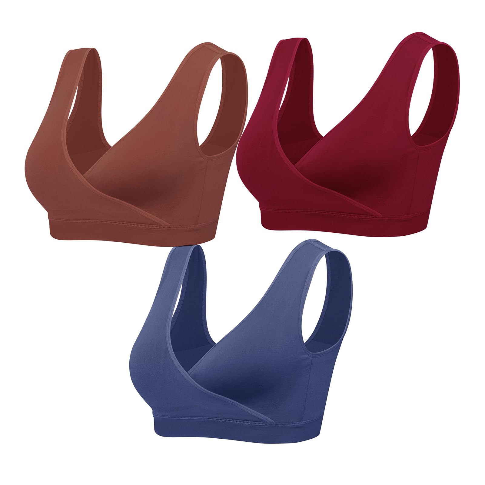 Lemef Nursing Sleep Bras Wirefree Maternity Breastfeeding Bras 3 Pack — view 13