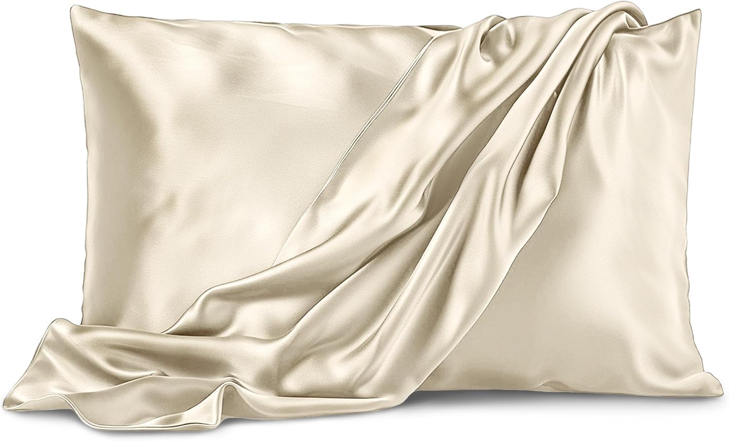 Craftelio® Satin Silk Pillow Covers Set of 2 – Premium 600 TC Pillowcases for Hair & Skin, Soft & Cooling for Sleeping, Standard Size (Ivory)-image-20