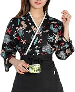 Japanese Sushi Chef Jacket Restaurant Kitchen Chef Uniform Restaurant Hotel Kitchen Cooking Clothes Catering Chef Shirt(Size:XL,Color:Women)