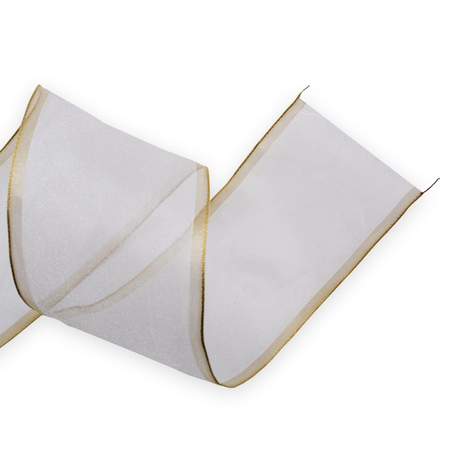 HATIANGE Solid White Organza Gold Lurex Wide Wired Edge Ribbon, 6.3CM Width x 10 Meters for Gift Packaging Wedding Decoration - Image 4