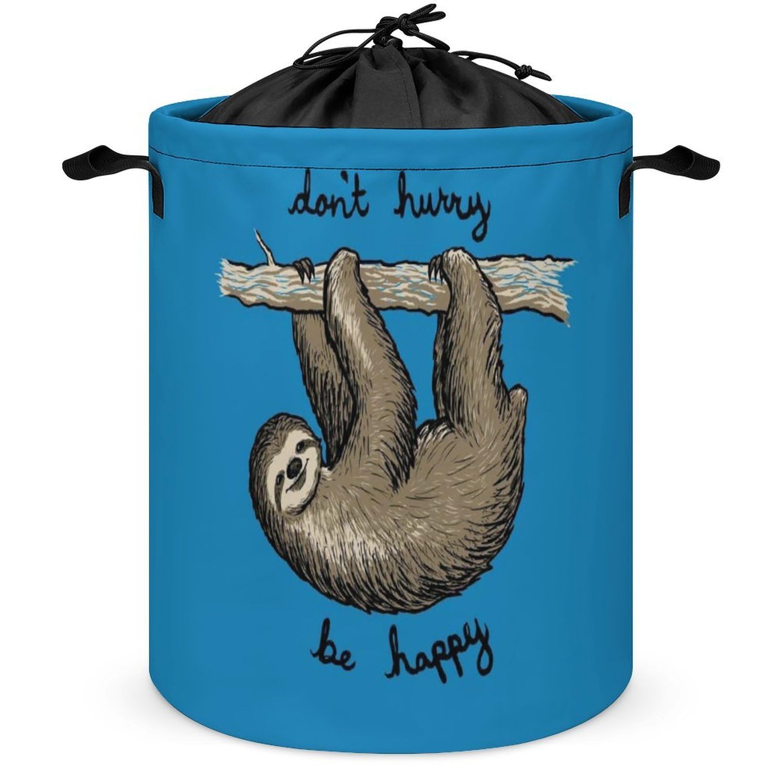 Qjjinxior Drawstring Laundry Hamper, Lazy Sloth Laundry Basket, Washing Basket with Handle