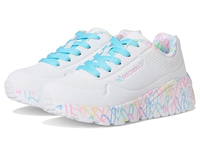 SKECHERS KIDS Uno Lite - Lovely Luv 314976L (Little Kid/Big Kid) Girls Shoes White/Pink/Turquoise