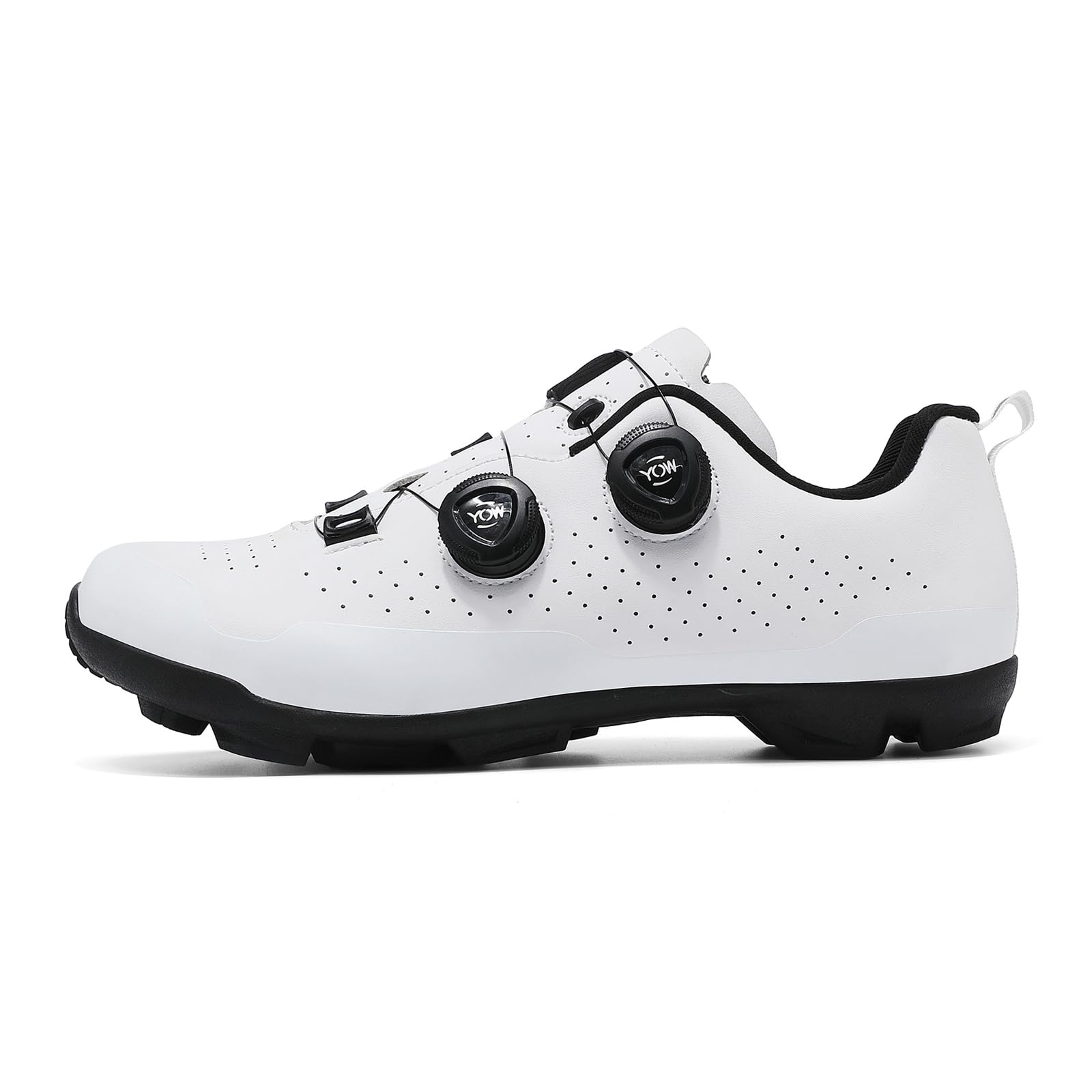 JiuQing Uniseksowe buty do jazdy na rowerze górskim Profesjonalne buty do jazdy na rowerze MTB Kompatybilne z blokami SPD na 2 śruby w zestawie,White,39 EU