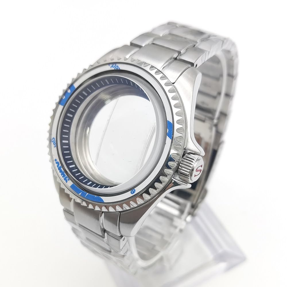 42mm Ersatz Taucher Uhren Modifiering Gehäuse + Armband Kit Passend für NH35 4R36 Werk 3.8 Krone Kapitelring, Uhren Modifizierung Lünetten Einlage für Seiko SKX007
