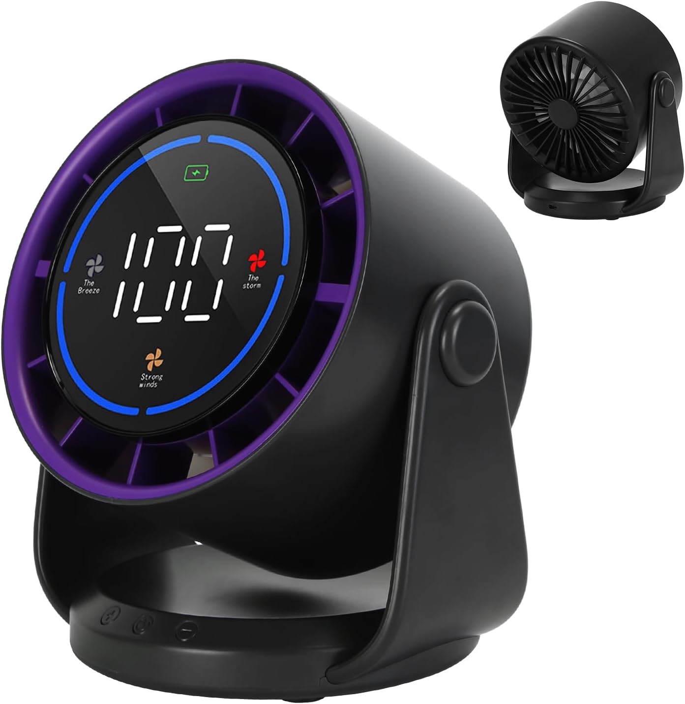 KOCASO Desk Fan 100 Speed Adjustable Digital Display Cooling Quiet Small Portable Fan with 120º Tilting Angle Battery Operated Wall Mounted F an Rechargeable Mini Fan for Home Office Travel