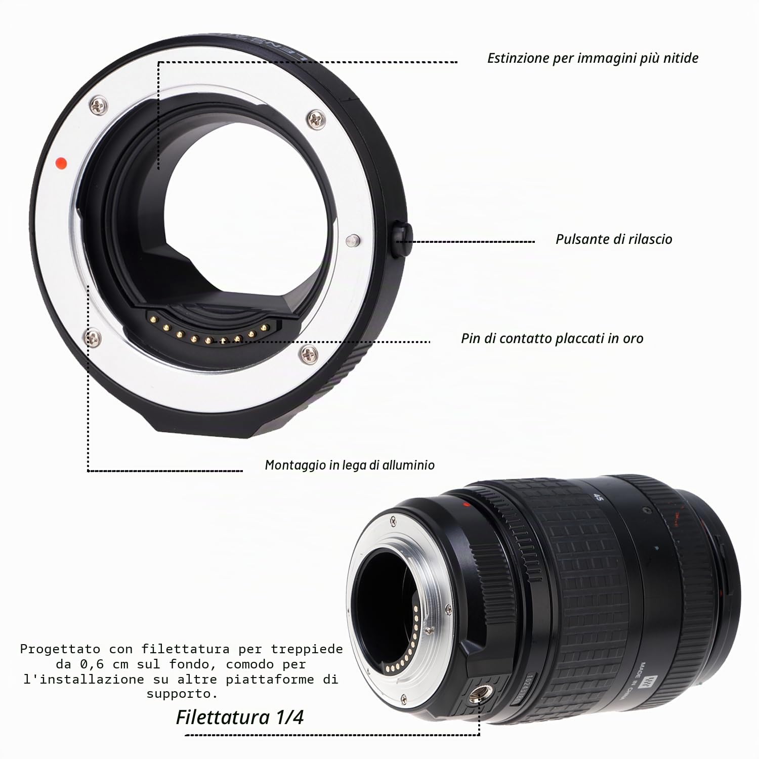 FOTGA Aggiorna Anello adattatore elettronico AF autofocus per obiettivi 4/3 su Micro Quattro Terzi (MFT, M4/3) per Olympus Pen & per fotocamera Panasonic Lumix DMW-MA1 MMF-2 MMF-3