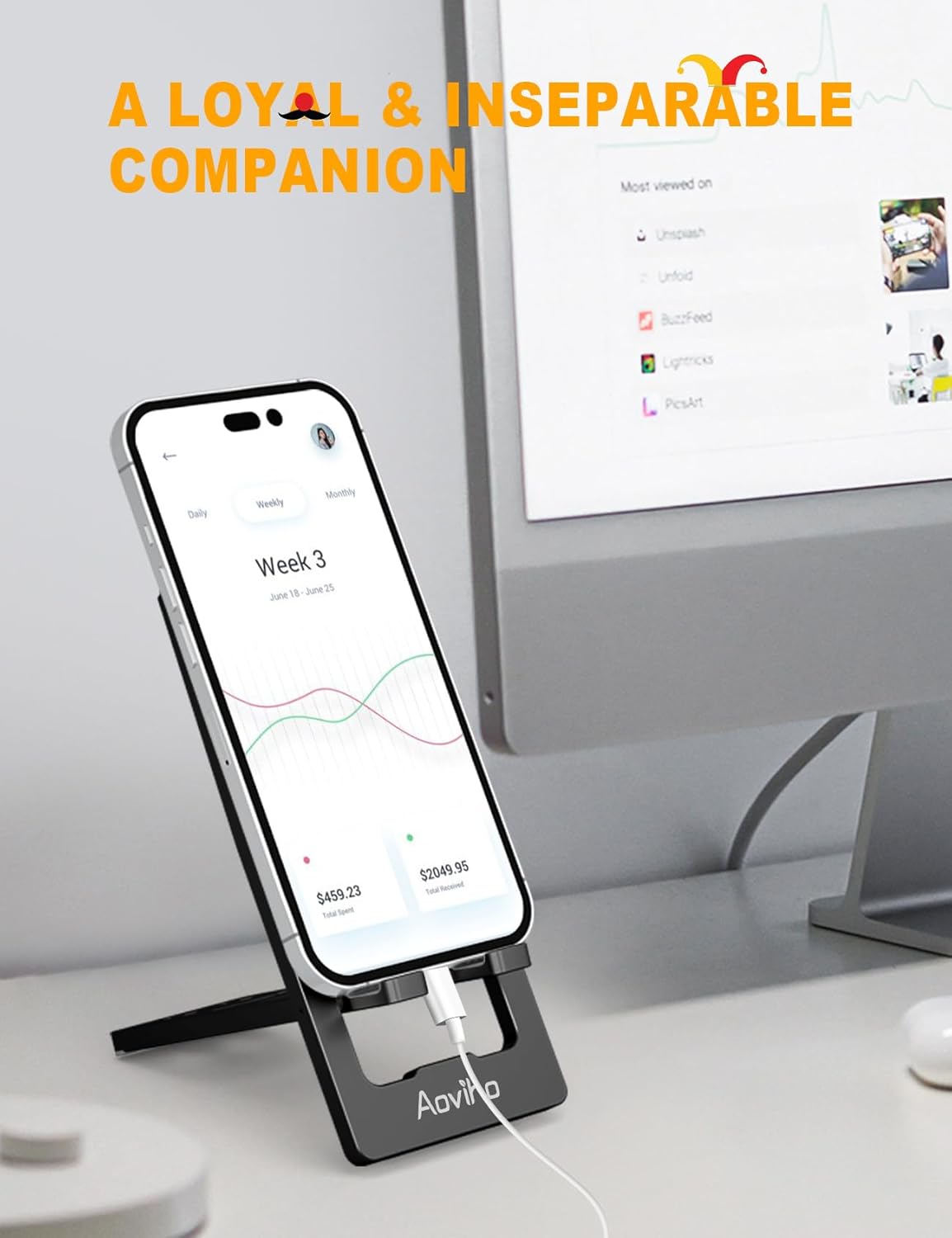 Phone Stand for Desk, Ultra-Thin Foldable Aluminum Phone Holder, Portable Travel & Office Cell Phone Stand Compatible with iPhone 17 16 15 14 13 12 Pro Max, Fits 3.7"-7" Devices, Black - Image 2