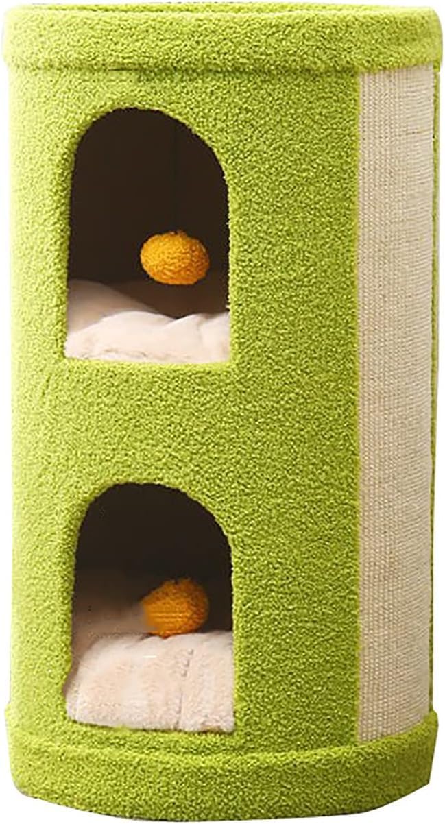 Torre per gatti con design a due strati, tessuto in cashmere e sisal, spazio extra grande con morbido cuscinetto interno, stile tronco d'albero, perfetta per arrampicata e graffi