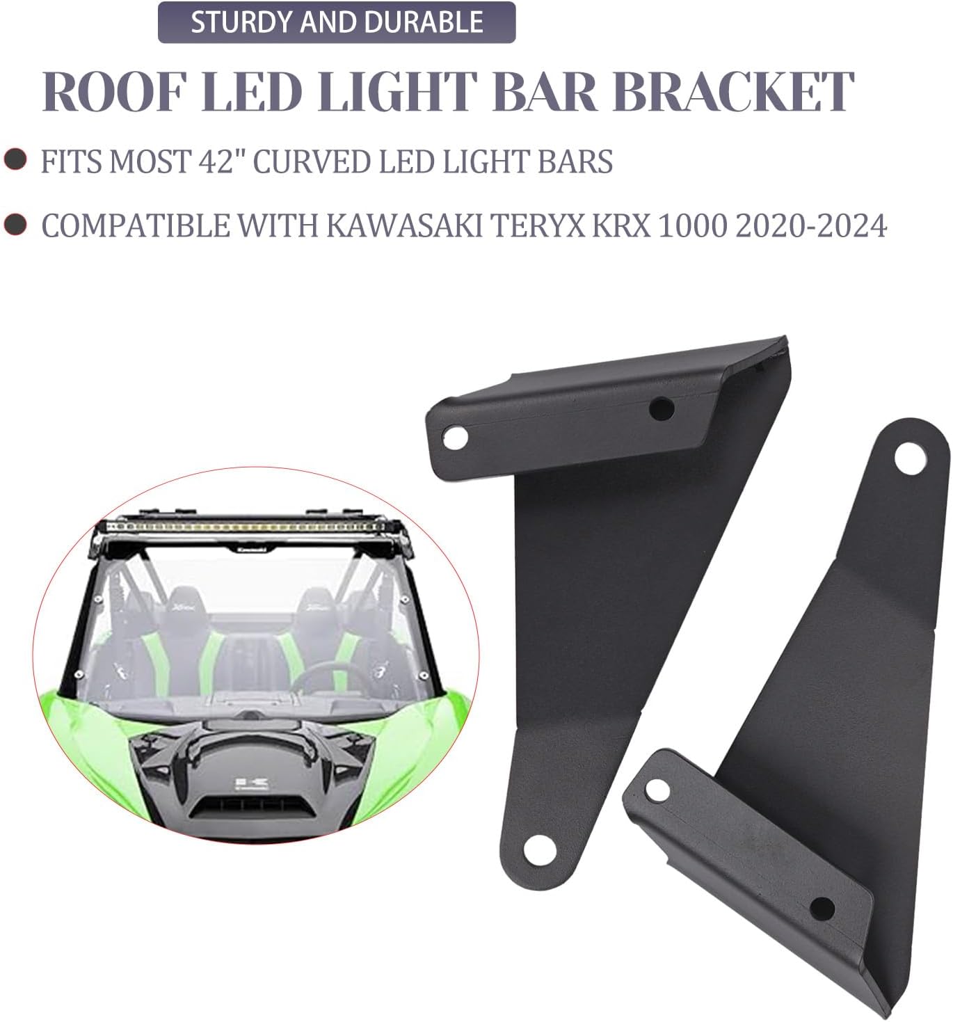 Roof Led Light Bar Bracket,Fits Most 42" Curved LED Light Bars,Compatible with Kawasaki Teryx KRX 1000 2020-2024