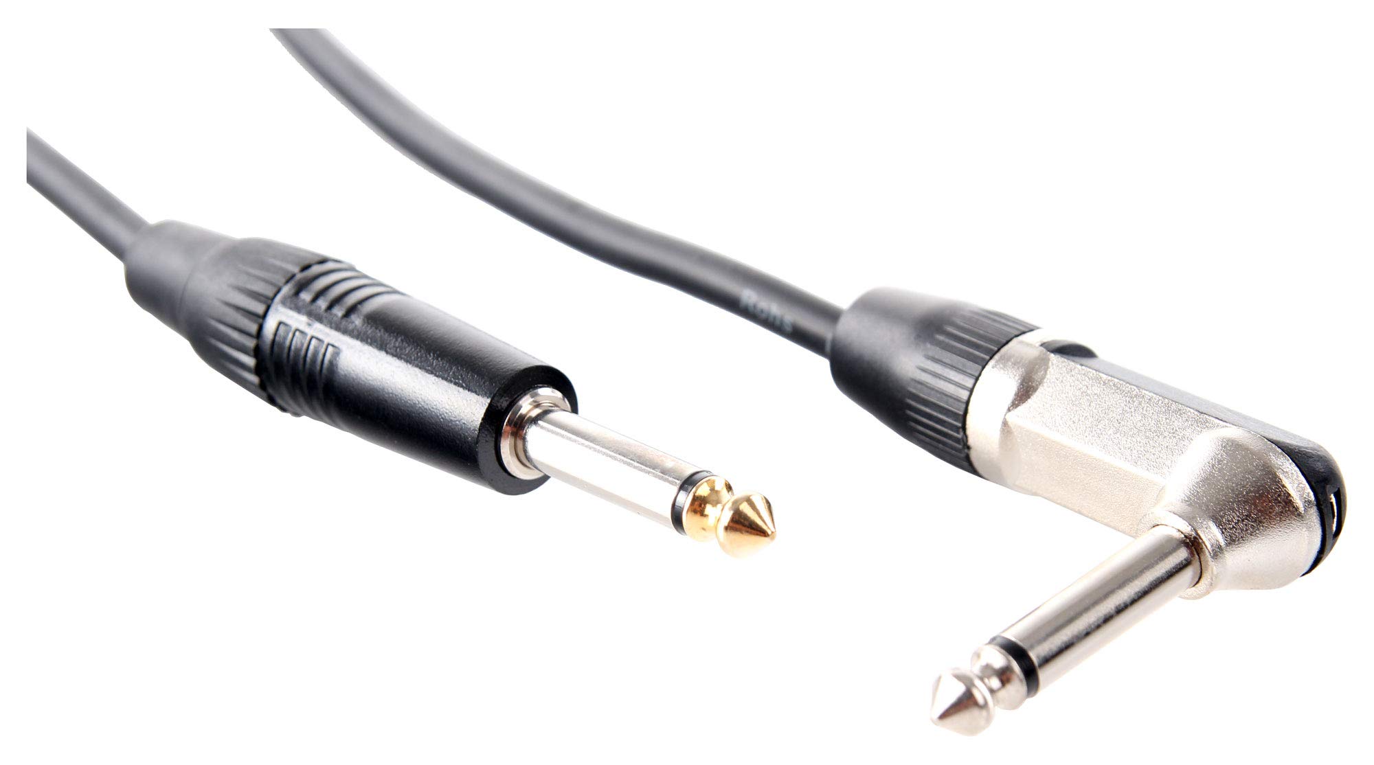 Pronomic 5er Set Stage INST-A-6 Klinkenkabel (6,3 mm Winkelstecker, Gitarren-/Instrumentenkabel, Länge 6 m) Schwarz