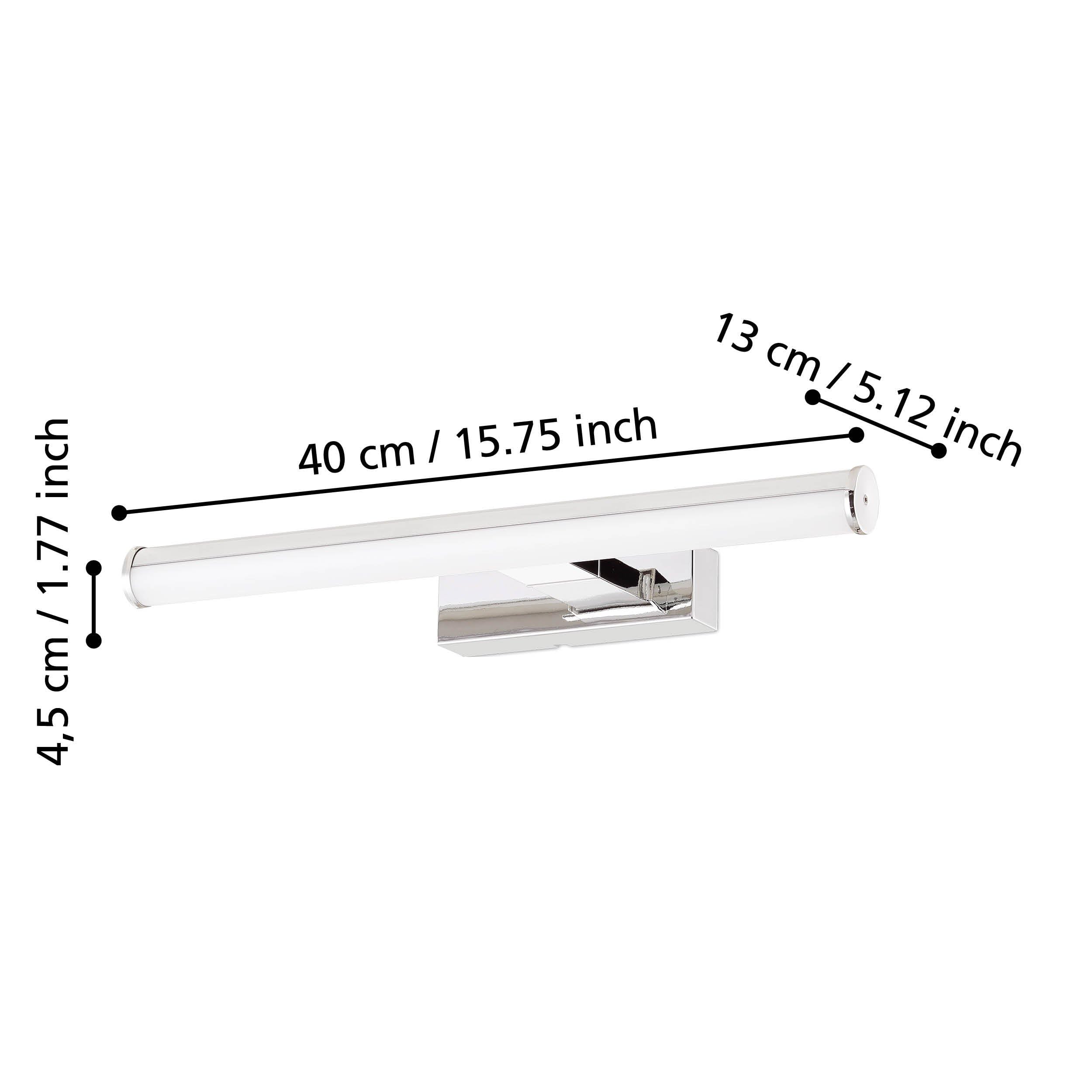 Eglo LED Applique Vadumi, lampada specchio, lampada da parete in | plastica, lampada bagno cromata e bianca, LED luce ambiente neutra, IP44, lunghezza 40 cm