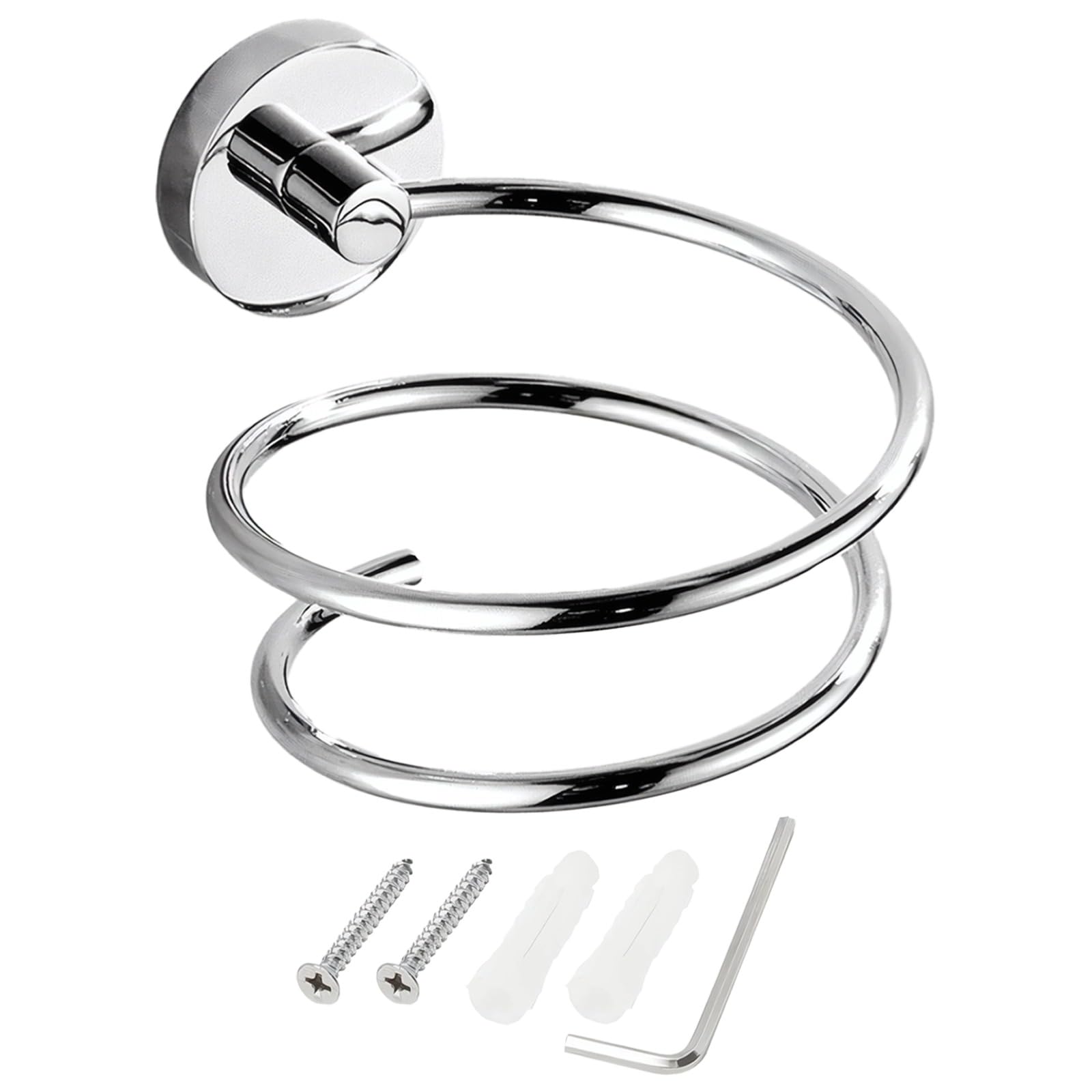 Haartrocknerhalter zur Wandmontage, Edelstahl Organizer mit verchromter Oberfläche, platzsparend, rost und korrosionsbeständig, 8,5 x 10,5 x 13 cm, für Bad, Silber