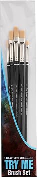 Creative Mark Powercryl Ultimate Acrylic Paint Brushes - Try Me Set of 5 - Artist Paintbrush Set, 3 Diameters of Synthetic Hair, Fine Control, Heavy Acrylics, Water Soluble Oils, More