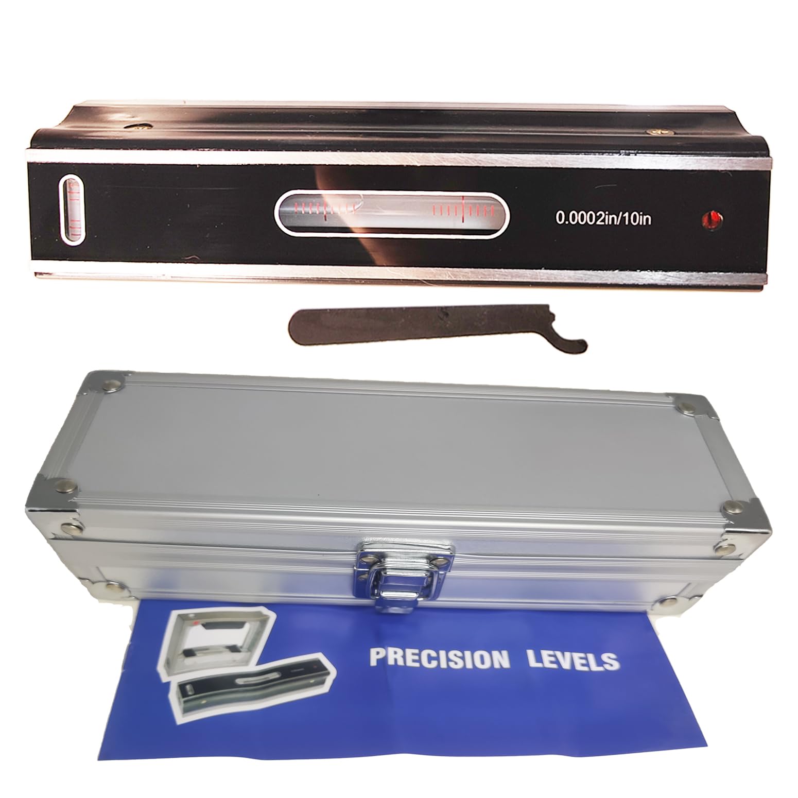 Nivel de precisión profesional de 8 pulgadas con caja de Al duradera, nivel de tira de precisión de 0.0002/10 pulgadas para comprobar el paralelismo de rectitud, enseñanza de fabricación de