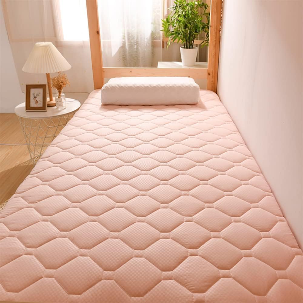 Matelas futon japonais, tapis tatami, lit simple/double/queen/king size, matelas pliable au sol, portable de voyage et de camping (rose, 90 x 200 cm)