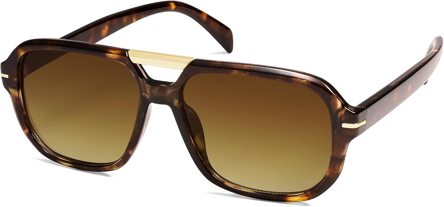 Retro Square Aviator Sunglasses Womens Mens 70s Classic Vintage Oversized Sun Glasses AR82282