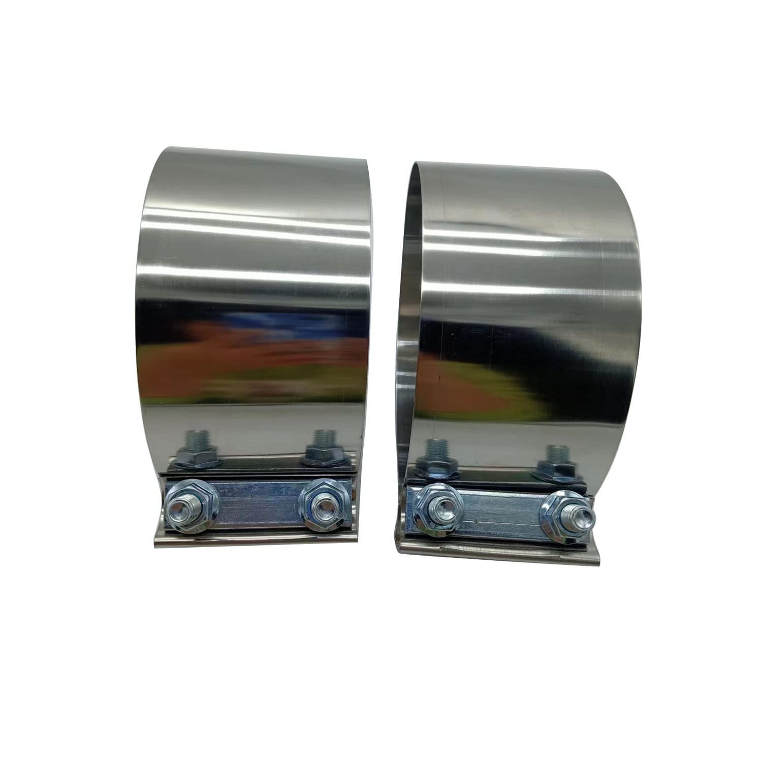 1 Paia 2 pz SHLPDFM 5 Pollice Fascetta di Scarico T304 In Acciaio Inox Butt Joint Banda di Scarico Morsetto Manicotto Accoppiatore Universale per Il Catback Silenziatore Downpipe