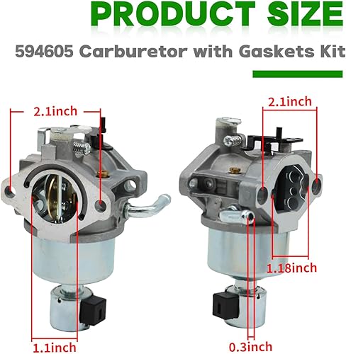 Miniatura 6 de Yunnergo Carburador 594605 con kit de juntas de repuesto para motor de 17.5 14 Hp - 18 Hp 594605 792768 591734 594603 Carb Motor de cilindro único