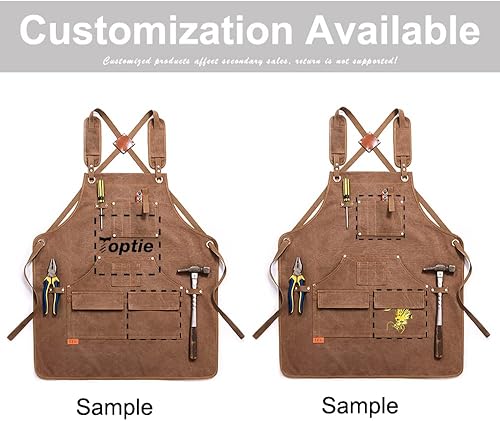 Miniatura 9 de TOPTIE Herramienta de trabajo de lona, delantal de carpintería para chef, barbacoa, herreros, jardineros, adoquín, artista peluquero