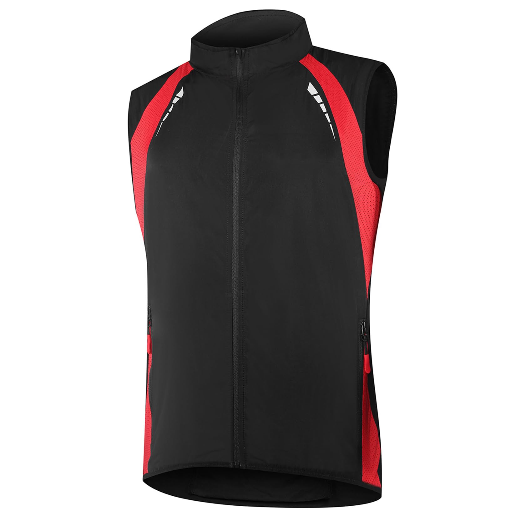 Modryer Men's Black Cycling Gilet Hi Vis Reflective Sleeveless Jacket Lightweight Breathable Running Vest Windproof Waterproof Softshell Outerwear Bicycle Biking Gear,-Xl