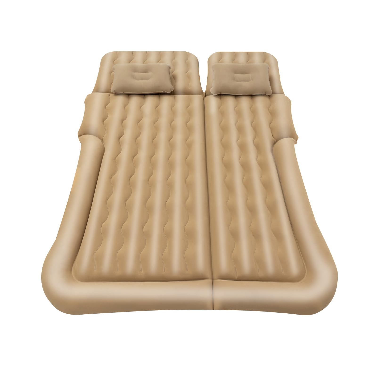 Materasso gonfiabile per auto, SUV letto gonfiabile, letto da campeggio, portatile, materasso gonfiabile rimovibile per viaggi, campeggio, attività all'aperto, con 2 cuscini e gonfiatore (beige