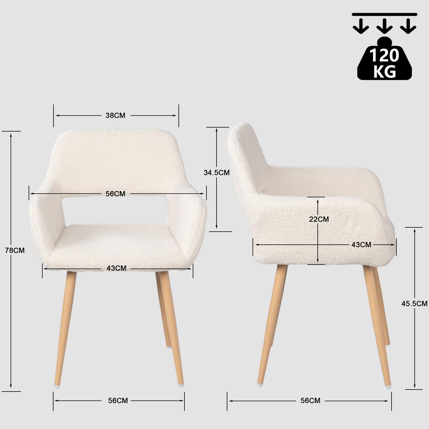 MEUBLE COSY Set di 2 Sedie da Pranzo Poltrona Imbottito con Schienale
