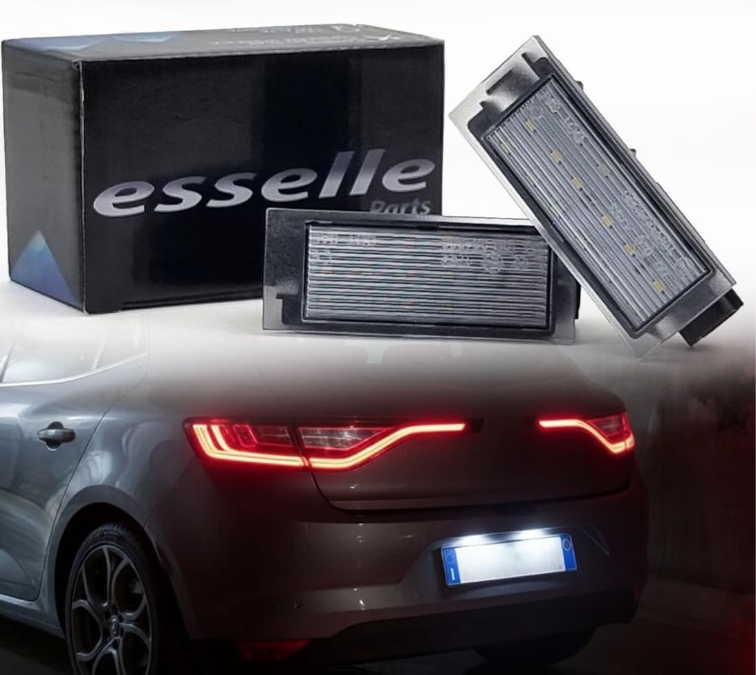 Placchette Luci Targa LED Compatibili con Renault Arkana Clio 3 Clio 4 Espace 5 Kadjar Kangoo 2 Koleos Laguna 2 Laguna 3 Master Megane 4 Talisman Twingo MK2 18 SMD CANBUS 6000K Bianco Plug & Play